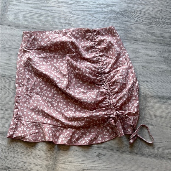 Pink Ruched Wrap Mini Skirt - Picture 1 of 3
